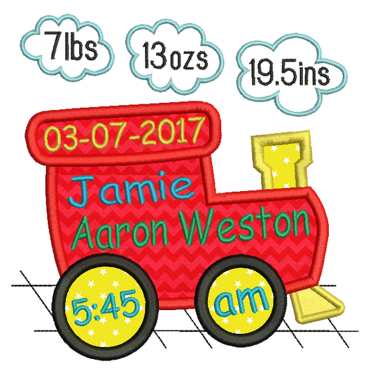 Baby Birth Announcement -Custom Embroidery Design by rosiedayembroidery.com