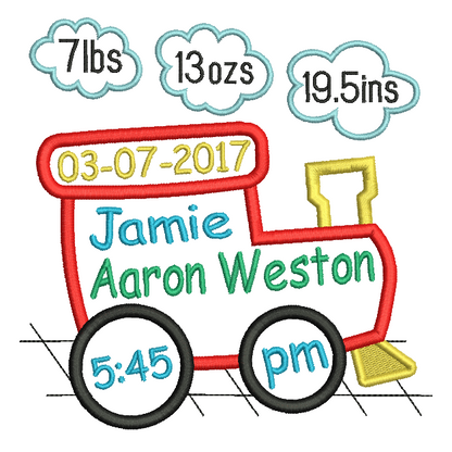 Baby birth announcement template machine embroidery design by rosiedayembroidery.com