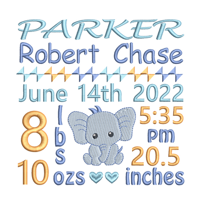 Baby birth stats template by rosiedayembroidery.com