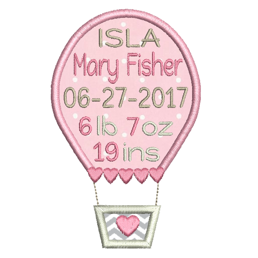 Baby birth announcement template machine embroidery design by rosiedayembroidery.com