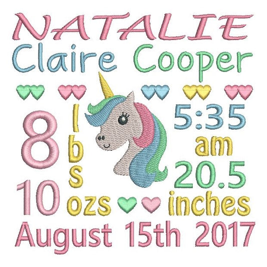 Baby birth announcement template machine embroidery design by rosiedayembroidery.com