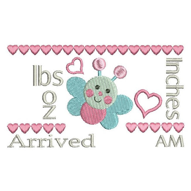 Baby birth announcement template machine embroidery design by rosiedayembroidery.com
