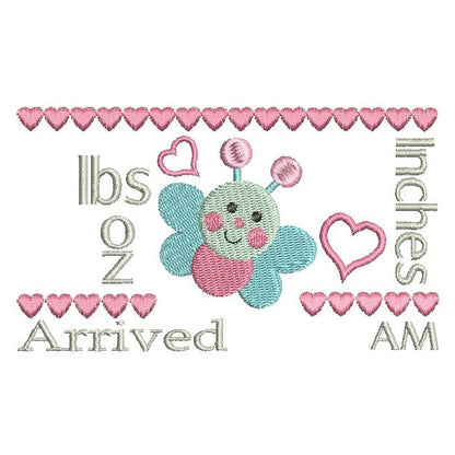 Baby birth announcement template machine embroidery design by rosiedayembroidery.com