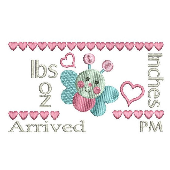 Baby birth announcement template machine embroidery design by rosiedayembroidery.com