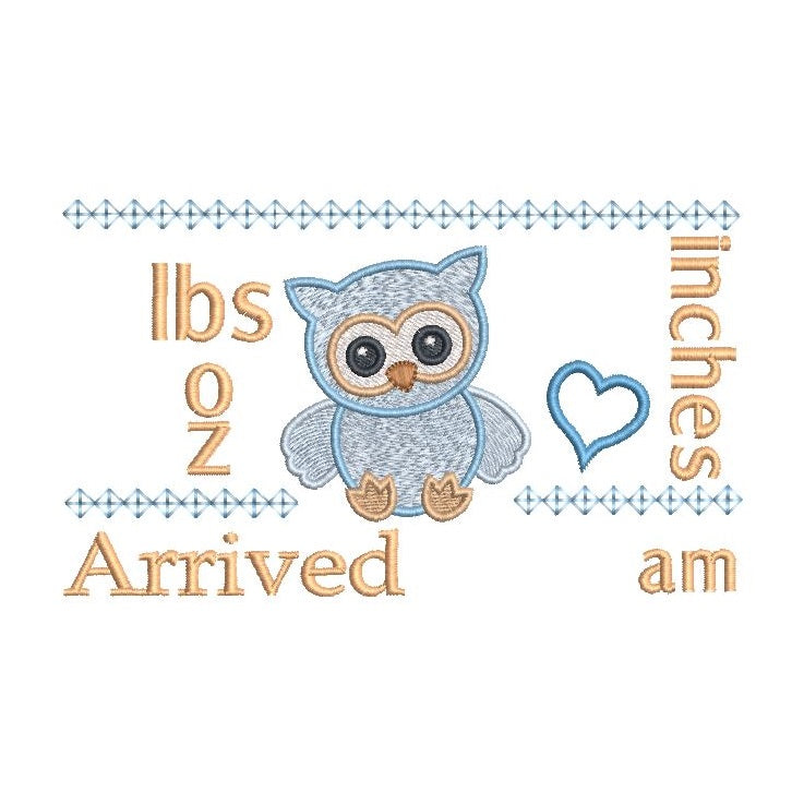 Baby birth announcement template machine embroidery design by rosiedayembroidery.com