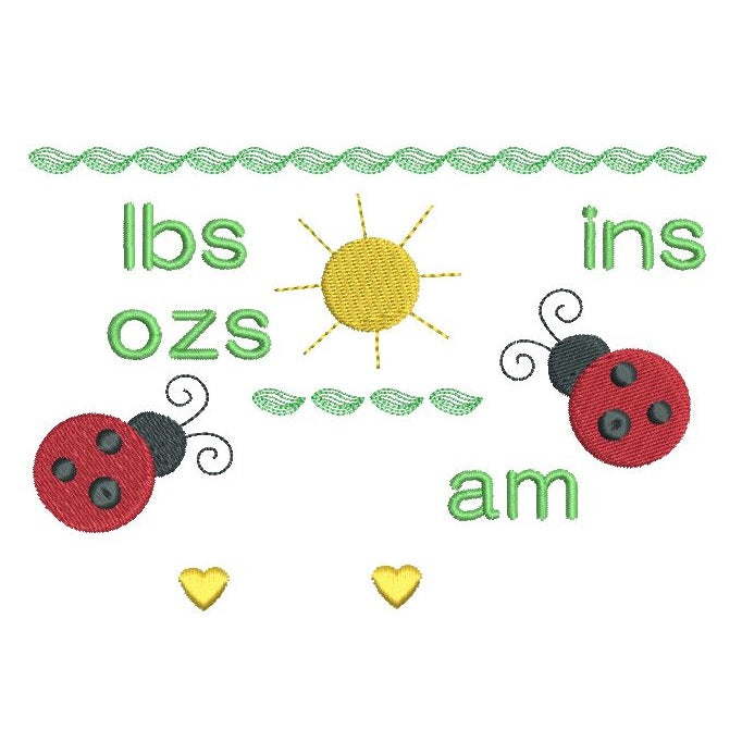 Baby birth announcement template machine embroidery design by rosiedayembroidery.com