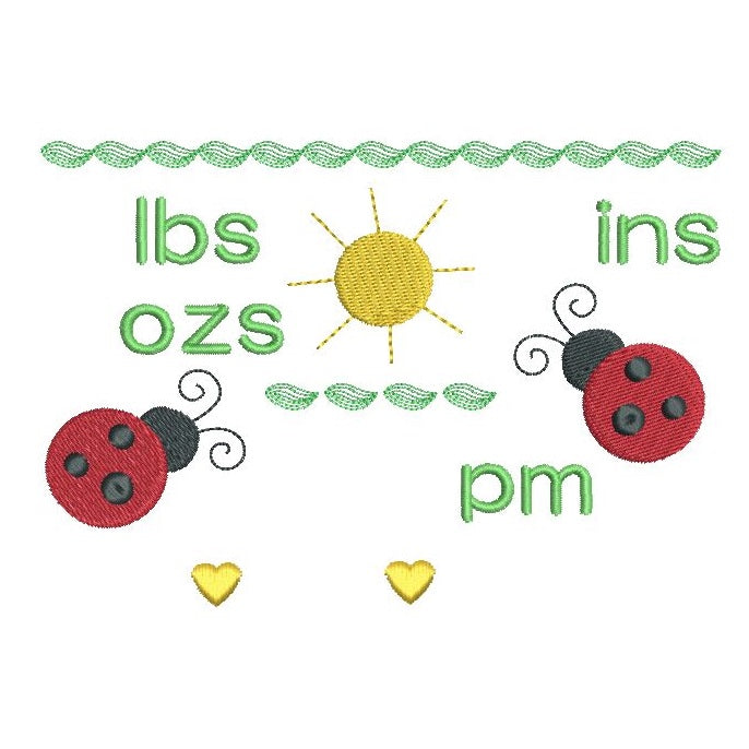 Baby birth announcement template machine embroidery design by rosiedayembroidery.com