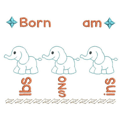 Baby birth announcement template machine embroidery design by rosiedayembroidery.com