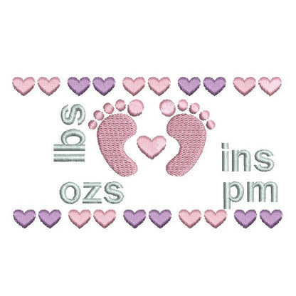 Baby birth announcement template machine embroidery design by rosiedayembroidery.com