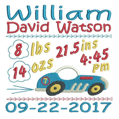 Baby birth announcement template machine embroidery design by rosiedayembroidery.com
