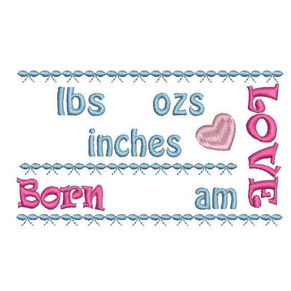 Baby birth announcement template machine embroidery design by rosiedayembroidery.com