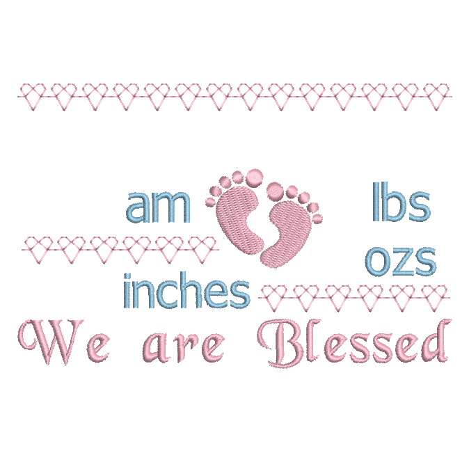 Baby birth announcement template machine embroidery design by rosiedayembroidery.com