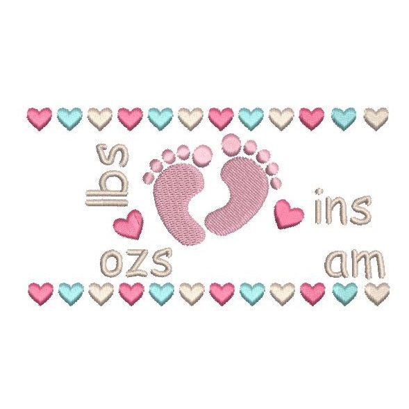 Baby birth announcement template machine embroidery design by rosiedayembroidery.com