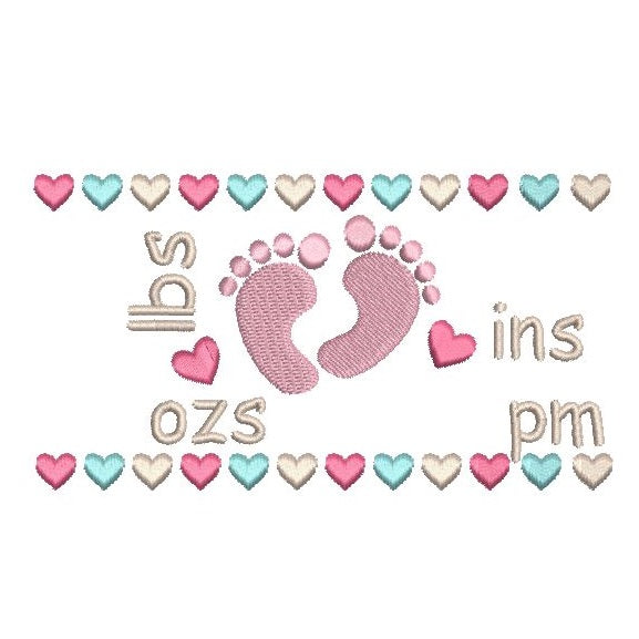 Baby birth announcement template machine embroidery design by rosiedayembroidery.com