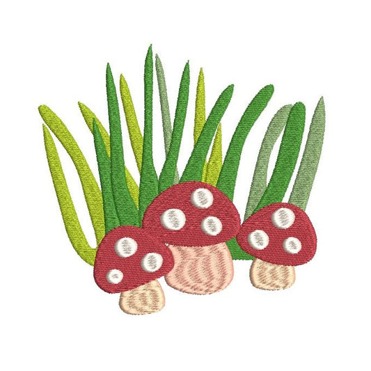 Mini fill stitch mushrooms machine embroidery design by rosiedayembroidery.com