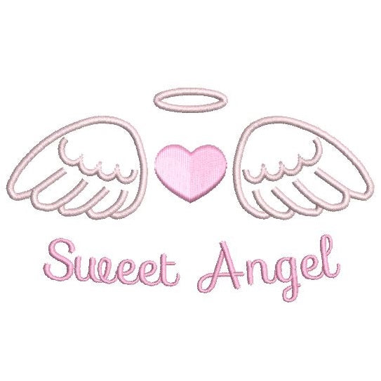 Angel wings with a heart machine embroidery design by rosiedayembroidery.com