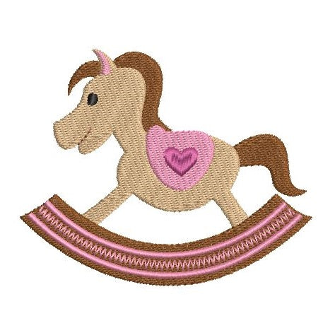 Mini fill stitch rockinghorse machine embroidery design by rosiedayembroidery.com