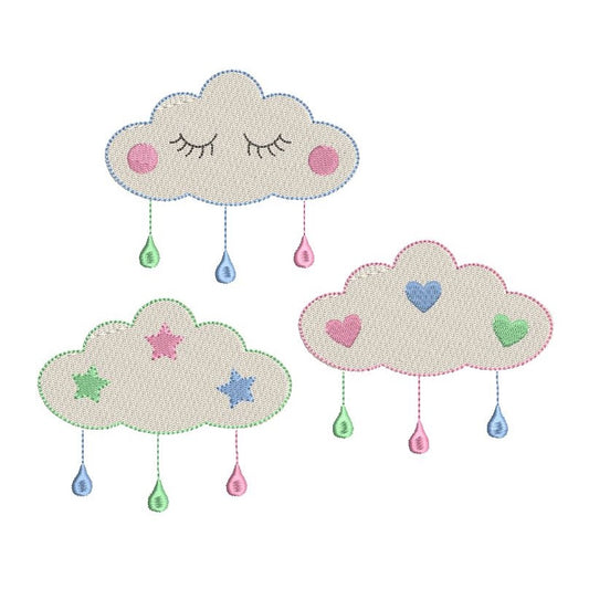 Baby clouds machine embroidery design by rosiedayembroidery.com