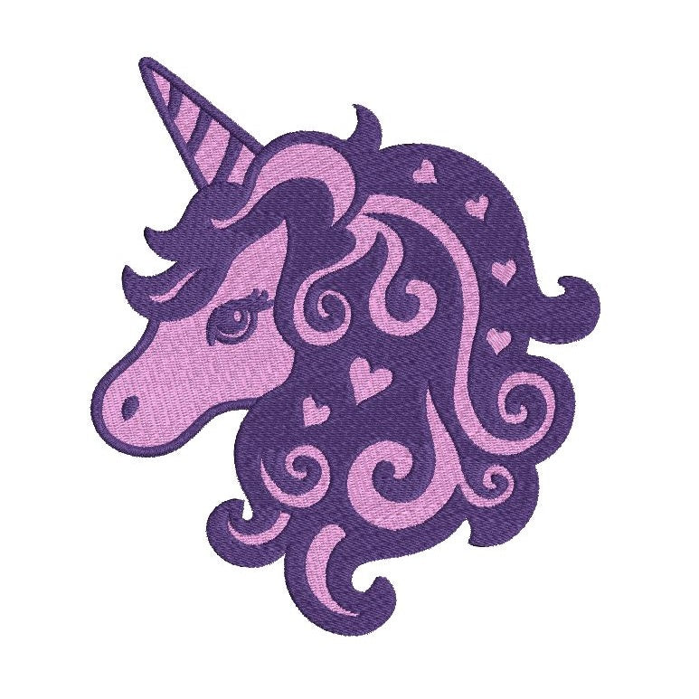 Unicorn - fill stitch machine embroidery designed by rosiedayembroidery.com