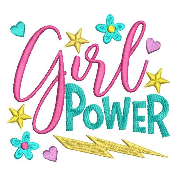 Girl Power machine embroidery design by rosiedayembroidery.com