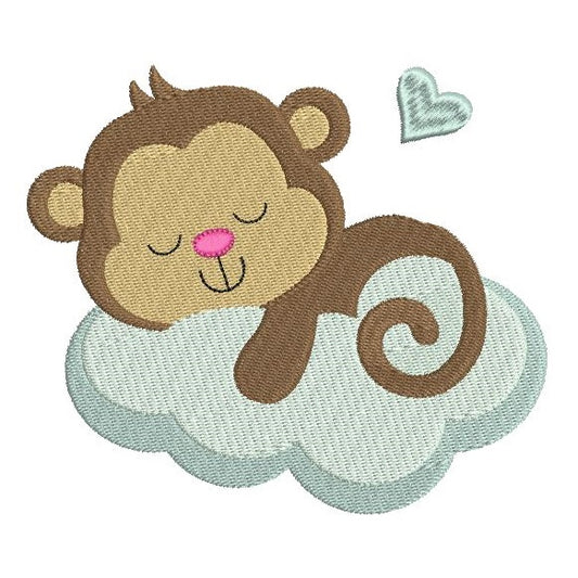 Baby monkey machine embroidery design by rosiedayembroidery.com