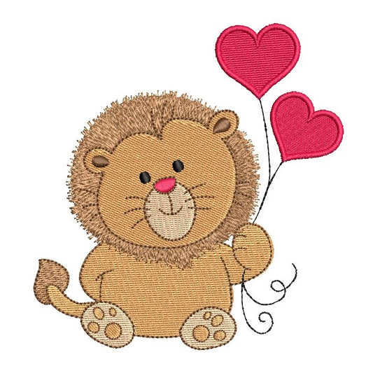 Valentine's Day lion machine embroidery design by rosiedayembroidery.com