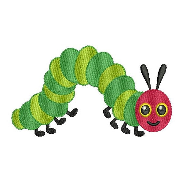 Happy Caterpillar machine embroidery design by rosiedayembroidery.com