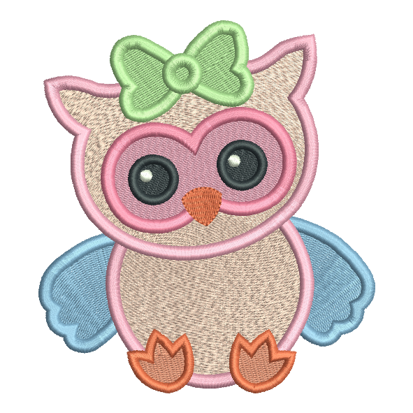 Baby girl owl fill stitch machine embroidery design by rosiedayembroidery.com
