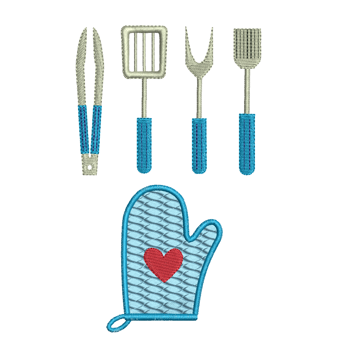 Mini kitchen utensils set of machine embroidery designs by embroiderytree.com