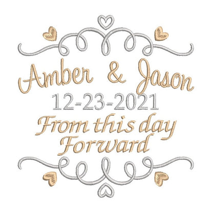Wedding ring cushion machine embroidery design by rosiedayembroidery.com