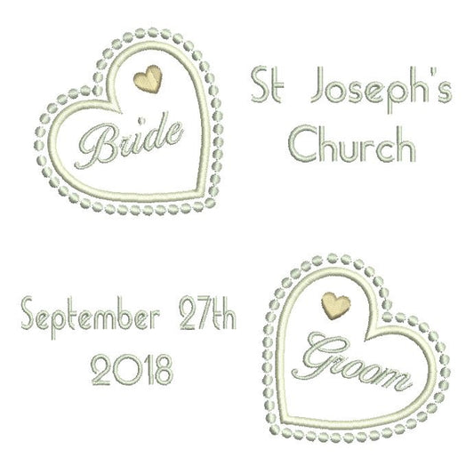 Wedding ring cushion machine embroidery design by rosiedayembroidery.com