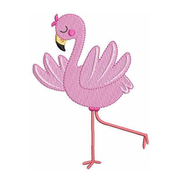 Pink flamingo machine embroidery design by rosiedayembroidery.com