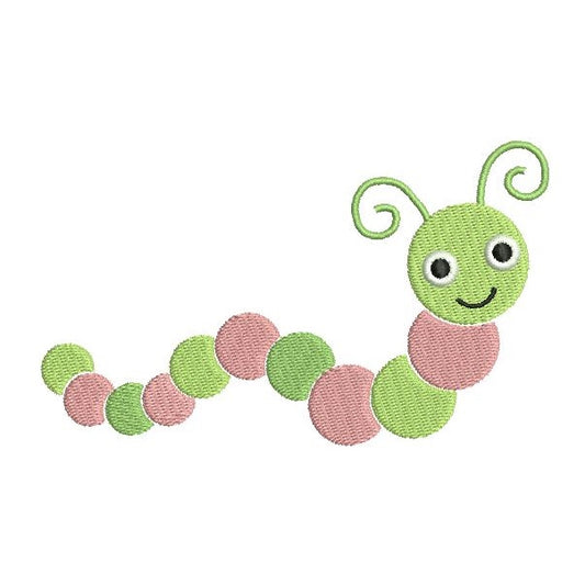 Baby worm machine embroidery design by rosiedayembroidery.com