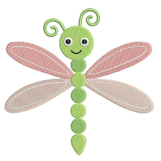Cute dragonfly machine embroidery design by rosiedayembroidery.com