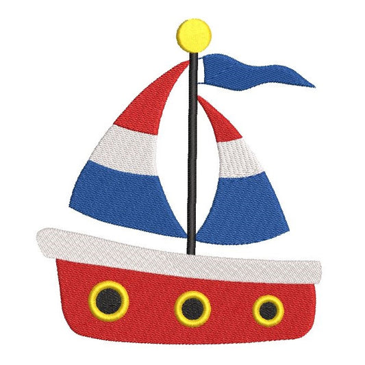 Sailboat machine embroidery design by rosiedayembroidery.com