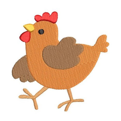 Mini fill stitch chicken machine embroidery design by rosiedayembroidery.com