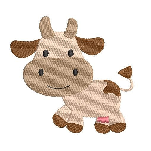 Mini fill stitch cow machine embroidery design by rosiedayembroidery.com