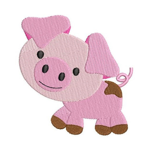 Cute mini pig machine embroidery design by rosiedayembroidery.com
