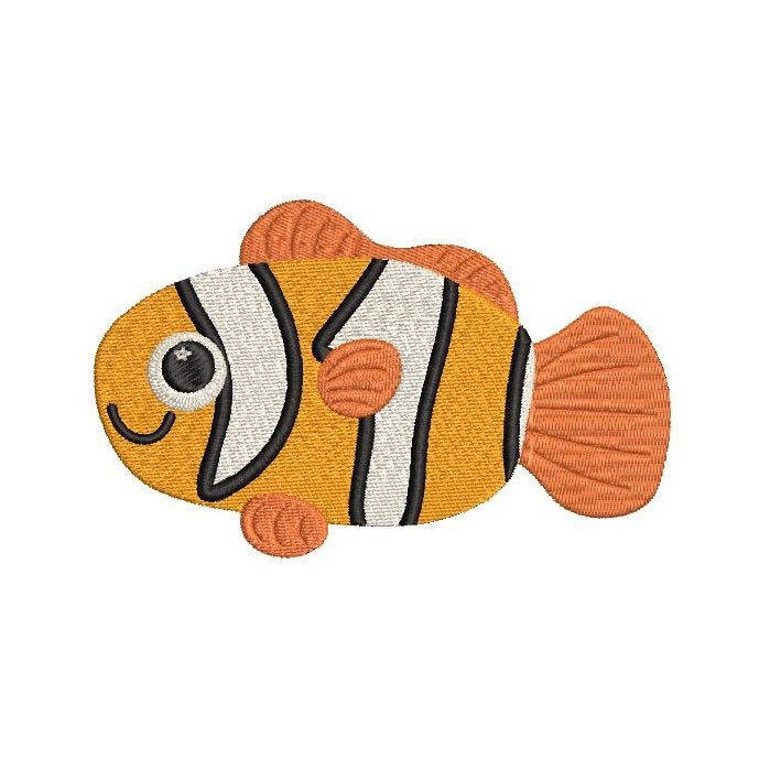 Mini fill stitch clown fish machine embroidery design by rosiedayembroidery.com
