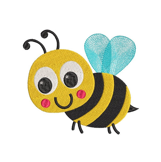 Cute bee machine embroidery design by rosiedayembroidery.com