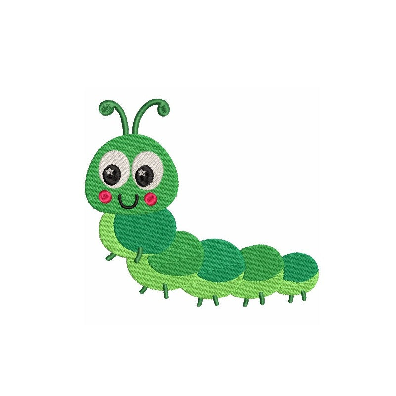 Cute caterpillar machine embroidery design by rosiedayembroidery.com