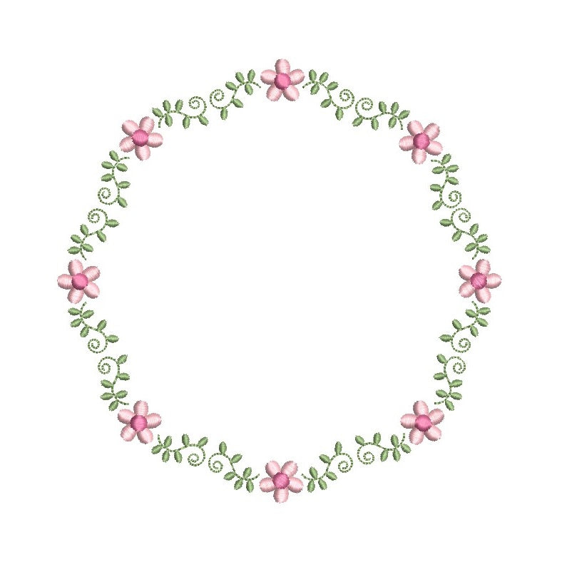 Floral circle frame by rosiedayembroidery.com
