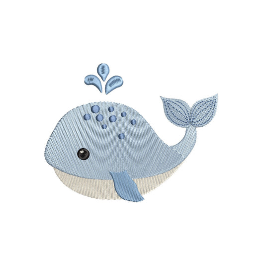 Baby whale fill stitch machine embroidery design by rosiedayembroidery.com