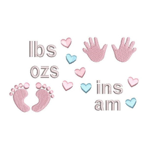 Baby birth announcement template machine embroidery design by rosiedayembroidery.com