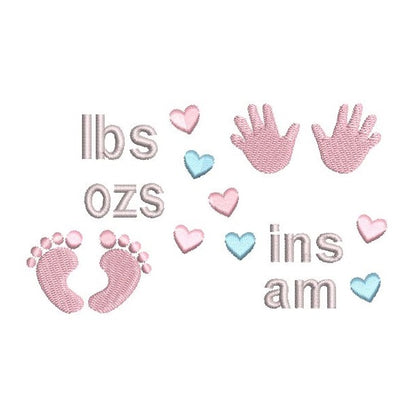 Baby birth announcement template machine embroidery design by rosiedayembroidery.com