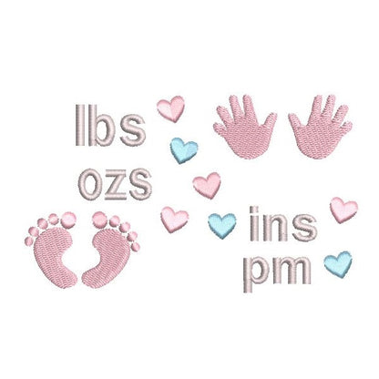 Baby birth announcement template machine embroidery design by rosiedayembroidery.com