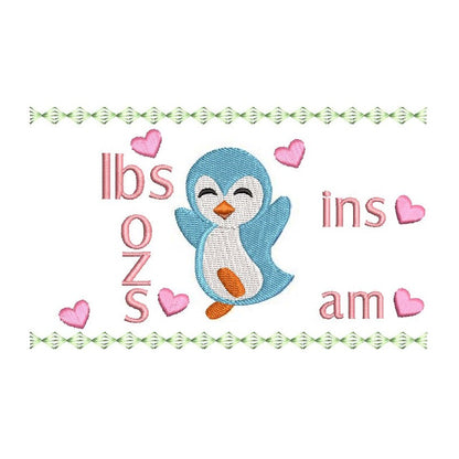 Baby birth announcement template machine embroidery design by rosiedayembroidery.com