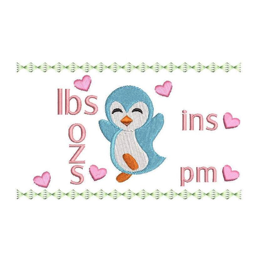 Baby birth announcement template machine embroidery design by rosiedayembroidery.com