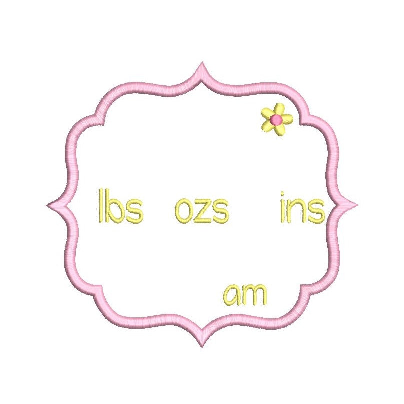 Baby birth announcement -template machine embroidery design by rosiedayembroidery.com