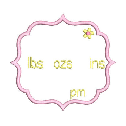 Baby birth announcement -template machine embroidery design by rosiedayembroidery.com